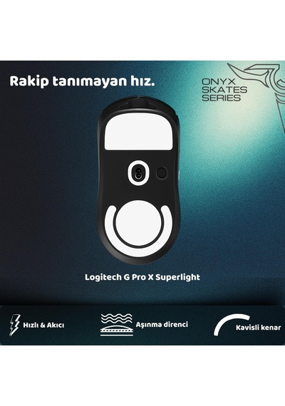 Lexroo Onyx Mouse Skate Logitech G Pro X Superlight İle Uyumlu Skatez Standart
