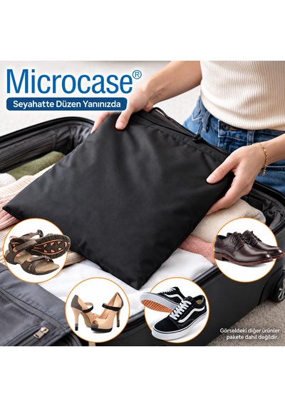 Microcase Su Geçirmez İpli Ayakkabı Eşya Düzenleyici Seyahat Çantası Hurç 50 X 40 Cm 5 Adet Al5505 Siyah
