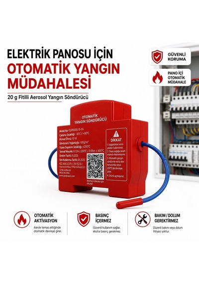 Elektrik Panosu Otomatik Yangın Söndürücü 20 Gr Aerosol Fitilli Sistem