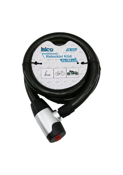 Anahtarlı Aç-kapa Kilit Kapaklı Motor - Bisiklet Kilit Çelik Tel Siyah Şeffaf Kılıf 24mmx150cm 4741 Altın