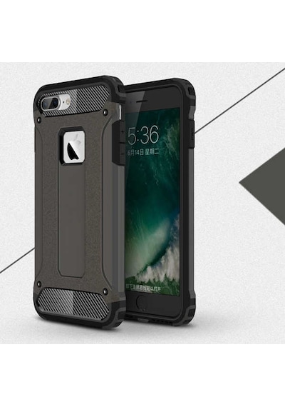 Noktaks - Apple Uyumlu iPhone 8 - Kılıf Çift Katman Zırh Tank Crash Military Kapak - Gri