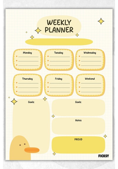 Haftalık Planlayıcı - A4 Ebat Yapılacaklar - 30 Yaprak - Weekly Planner - 1454 Çok Renkli