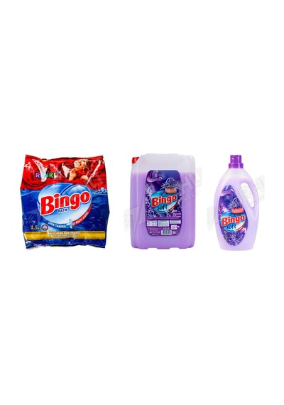 Bingo Renkliler İçin Toz Deterjan 1.5 Kg + Soft + Soft Yumuşatıcı 3l 3'lü Set Diğer