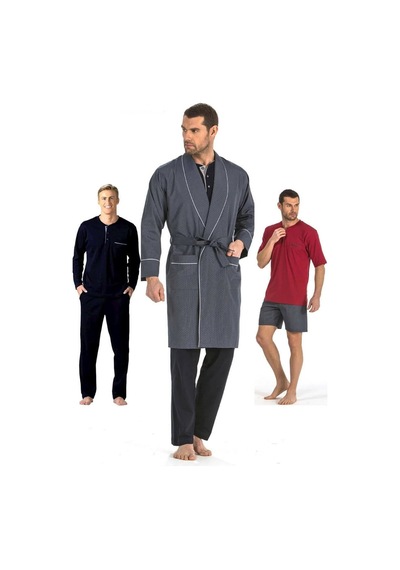 Pierre Cardin 5li Penye Robdöşambr Damat Pijama Set 5560 Lacivert