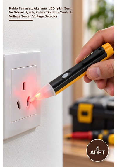 4 Adet Temassız Voltaj Test Cihazı Kablo Temassız Algılama, Led Işıklı, Sesli Ve Görsel Uyarılı, Kalem Tipi Non-contact Voltage Tester, Voltage Detector