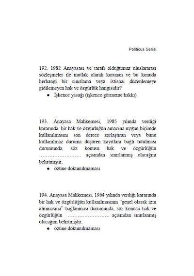 Politicus Insan Hakları Soru-Cevap Kaymakamlık Sınavı