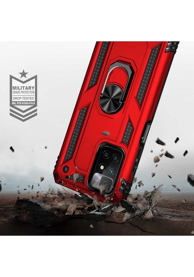 Xiaomi Redmi 10 Kılıf Zore Vega Yüzüklü Standlı Zırh Kılıf
