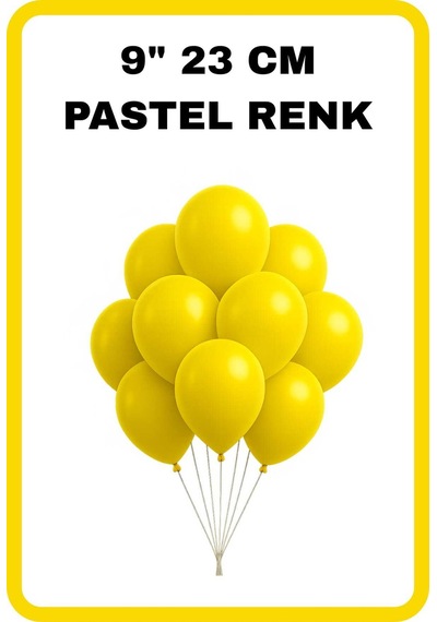 Pastel Balon 9 İnc 23 Cm Helyum Uyumlu 10 Adet Doğum Günü Kutlama Parti Süs Malzemesi Sarı