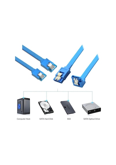 Koodmax Sata 3.0 Data Kablosu Mavi - Sata 3.0 L Tipi Veri Kablo - 2 Adet - 41.5 Cm