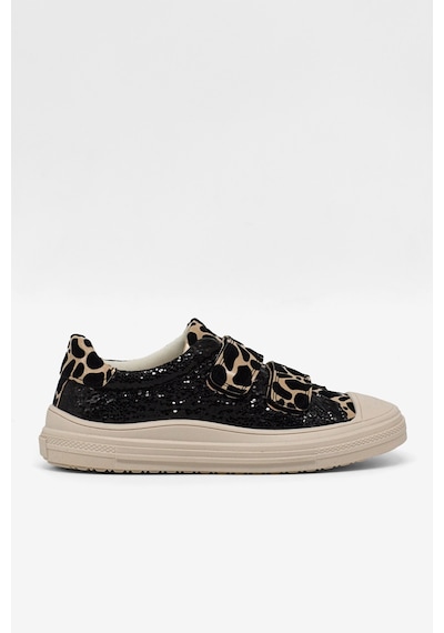 Tonny Black Çoçuk Sim Detaylı Cırtlı Rahat Kalıp Sneaker Çocuk Unisex Siyah Leopar Sneaker Tbarz1035 Siyah - Sarı