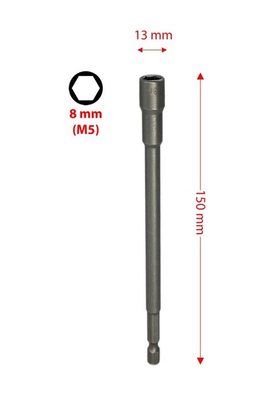 6465 Ekstra Uzun Manyetik Bits Lokma Somun Adaptörü 8x150 Mm