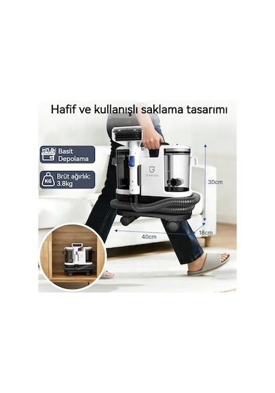 Greenote Halı/koltuk Yıkama Makinesi Ve Spot Temizleyici Sofa, Halı Ve Araç İçin Uygun, Güçlü Islak/kuru Va