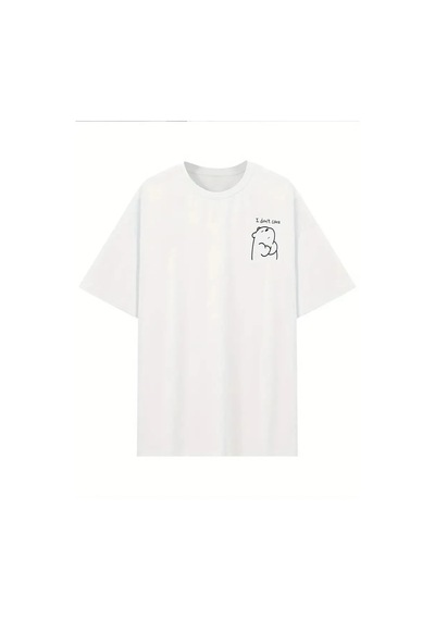 Kadın T-shirt Kısa Kollu, "umrumda Değil" Baskılı Tişort - Beyaz Beyaz