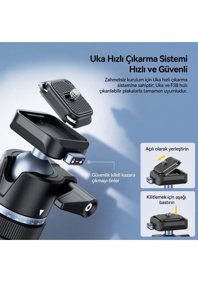Ulanzi Mt93 160cm Otomatik Açılır Uka Ball Head Quick Release Alüminyum Tripod - T202