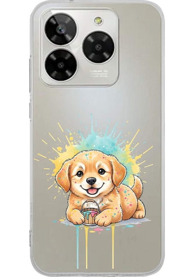 General Mobile Era 50 İle Uyumlu Splash Köpek Tasarımlı Şeffaf Silikon Kılıf 051g