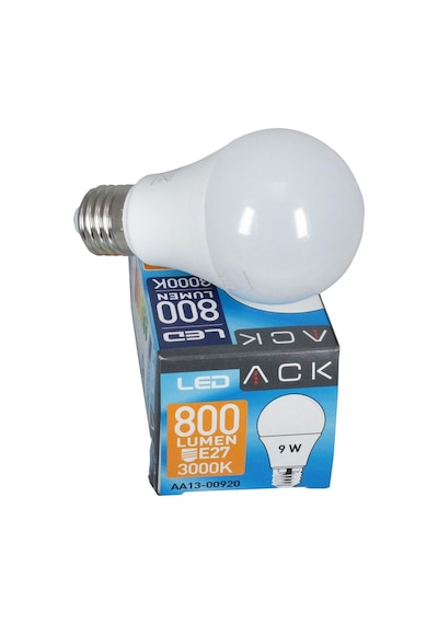 Ack Ampul Led 220Vac 9W Beyaz Cam 675Lm Gün Işığı 3000K E27 Aa13-