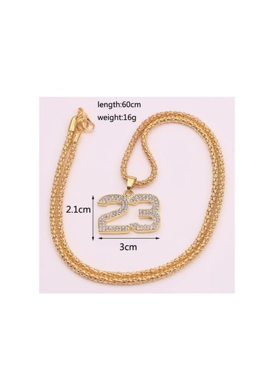 Lunarie 23 Numara İced Out Kolye 14k Gold Kararmaz Çelik Zirkon Altın