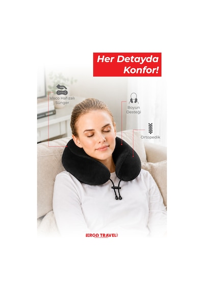 Viscofoam Comfy Ortopedik Seyahat Yastığı Visco Boyun Destekli Seyahat Yastığı - Siyah | Ergo Travel Viscofoam Comfy Ortopedik Seyahat Yastığı Visco Boyun Destekli Seyahat Yastığı - Siyah | Ergo Travel