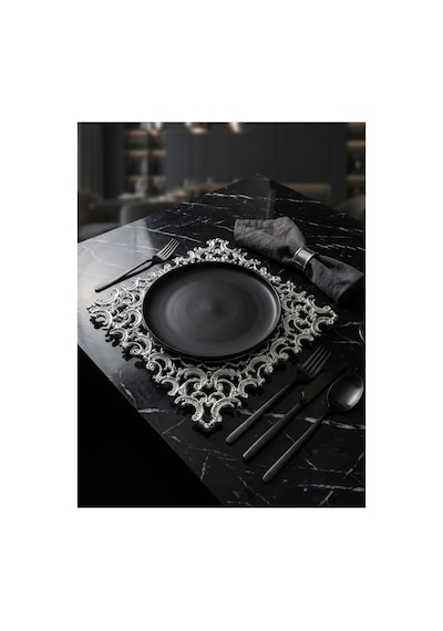Lüks 6'lı Kare Supla Seti 32 Cm - Darbelere Dayanıklı Amerikan Servis - Çeyizlik Sunum Tabağı Gümüş - 846832747 Gümüş