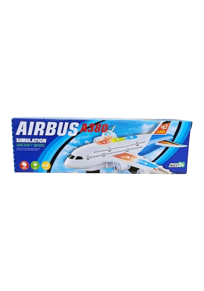 Hareketli Pilli 3d Işıklı Müzikli Yerde Gezen Airbus Uçak Oyuncak 23 Cm.