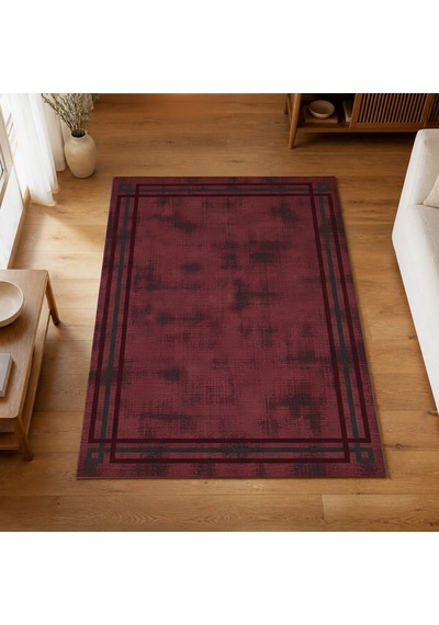 Kartela Halı Rilo Halı Kaymaz Taban Makinede Yıkanabilir Halı Bordo - 100 X 150 Cm