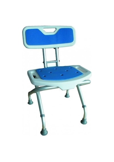 Medikaltec Fransız Malı Banyo Duş Tabure Mavi Sırtlıklı Katlanır 528015 Herdegen