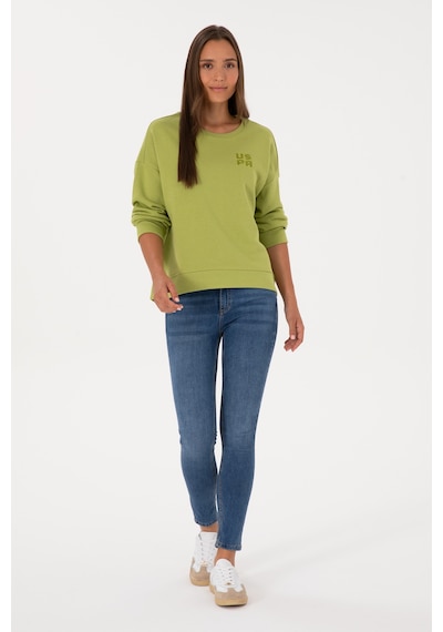 U.S. Polo Assn. Kadın Fıstık Yeşili Bisiklet Yaka Basic Sweatshırt 50313565-VR087