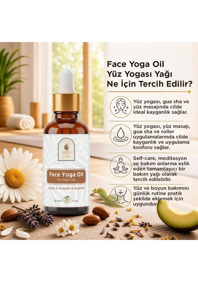 Face Yoga Oil 30 Ml Yüz Yogası, Gua Sha Ve Roller Uygulamaları İçin%100 Saf Yüz Bakım Yağı