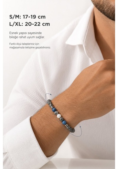 Gri Jasper, Ceyt Ve Ay Taşı Doğal Taş Bileklik Gerçek Doğal Taş Unisex Kadın Erkek El Yapımı Minim 011 - Kahverengi