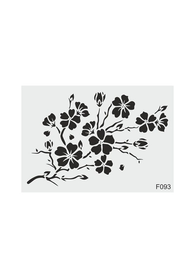 Kk Swords Stencil Tasarım F093 Şakura Desen - Dekoratif Duvar Ve Eşya Boyama Şablonları 21x30 Cm