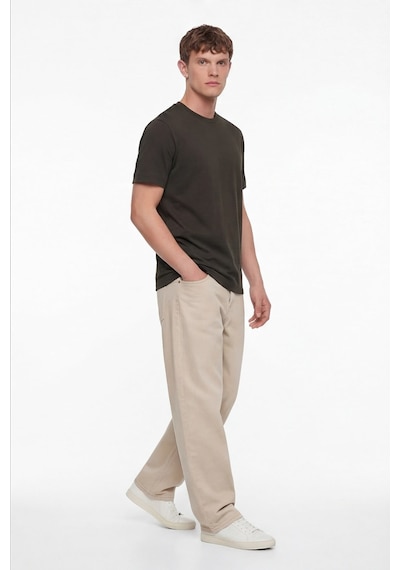 Sabri Özel Erkek Nefti Normal Kesim Regular FitPamuk Dokuma Bisiklet Yaka Basic T-shirt