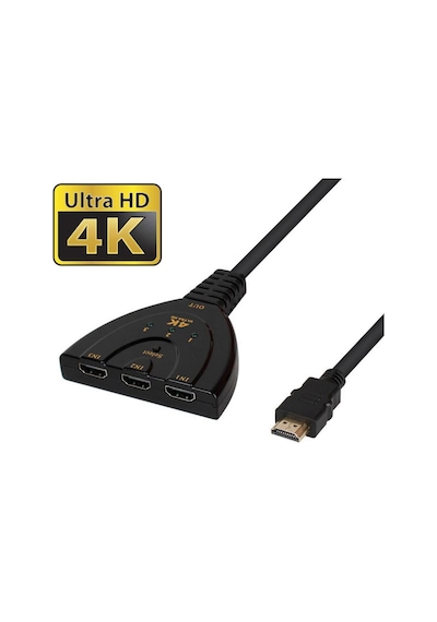 Epazaravm 3 In1 Pigtail 50Cm Kablolu 4K 2160P Hdmi Switch 4K303B