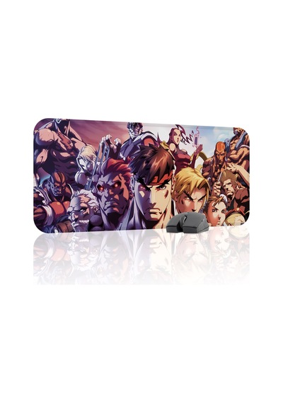 Street Fighter Kaymaz Dikişli Kauçuk Oyuncu Mousepad V2 - 70x30 Xl Gaming Mouse Pad Fare Altlığı