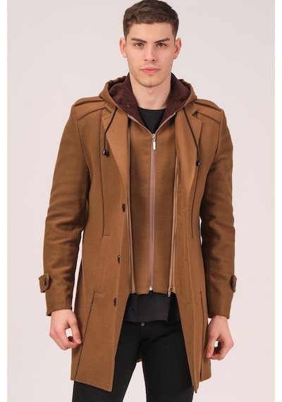 Plt8334 Dewberry Erkek Palto-Koyu Camel-Koyu Camel