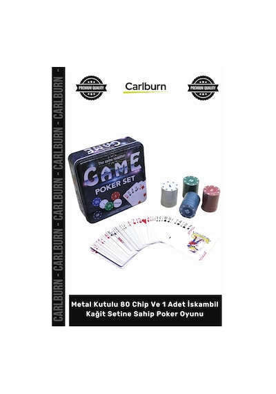 Özel Üretim Hobi Poker Metal Kutulu 80 Chip 1 Adet İskambil Kağit Setine Sahip Poker Oyunu