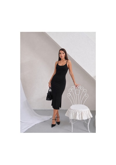 Paw Garage Kadın Isadora Ottoman Askılı Midi Elbise M Siyah M Siyah Pwgmdk114