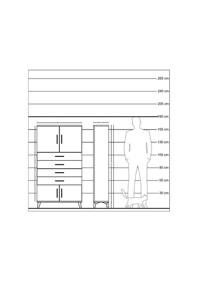 Arges Dolap 2 Raflı 4 Çekmeceli 4 Kapaklı 88x30x163 Antrasit-aytaşı Antrasit