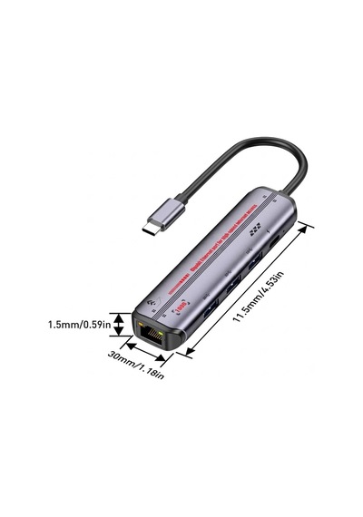 5'i 1 Arada Type-c Hub Çoklayıcı - Gigabit Ethernet Rj45 1000mbps Ve 100w Pd Şarj Adaptörü-ap-101