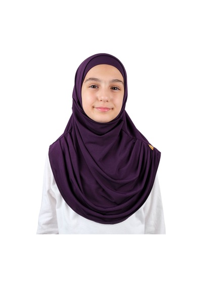 Pratik Hazır Geçmeli Boneli Çocuk Şal Mürdüm Mürdüm