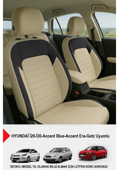 Naz Oto Mocha Taytüyü Oto Koltuk Kılıfı Hyundai İ20-i30-accent Blue-era-getz Uyumlu Bej