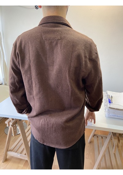Kahverengi Erkek Slim Fit Çift Cep Kapaklı Oduncu Gömlek Kahverengi