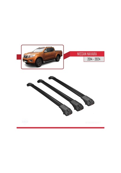 Nissan Navara 2014 Ve Sonrası İle Uyumlu Ace-1 Ara Atkı Tavan Barı Siyah 3 Adet Bar