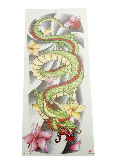 Ejderha - 20 - Tattoo Kol - Glblseme - Dövme Sticker-yeşil