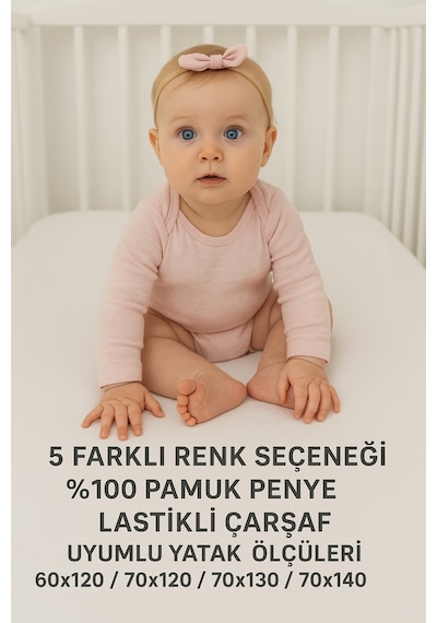 Pembe Bebek Lastikli Çarşaf %100 Pamuklu Penye Park Yatak 60x120 - 70x110 - 70x120 - 70x130 - 70x140 - 80x130
