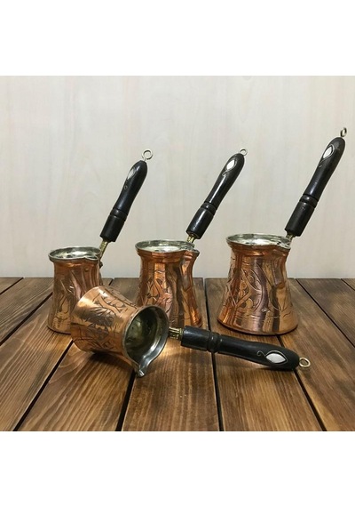 Paşa İşlemeli Bakır Cezve Takımı