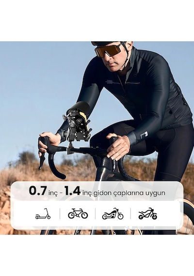 Gidon Bağlantılı Güneş Ve Yağmur Korumalı 360 Derece Ayarlanabilir Motosiklet Bisiklet Telefon Tutucu