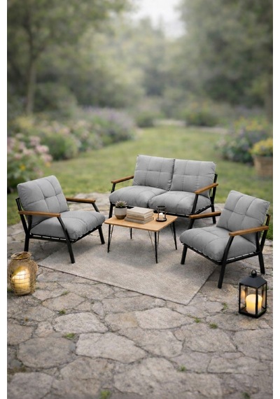 Ard & Garden Sehpalı Açıkgri Fermuarlı Bahçe Balkon Takımı, Cafe, Salon - Metal Kanepe Koltuk Takımı Açık Gri Ard & Garden Sehpalı Açıkgri Fermuarlı Bahçe Balkon Takımı, Cafe, Salon - Metal Kanepe Koltuk Takımı Açık Gri