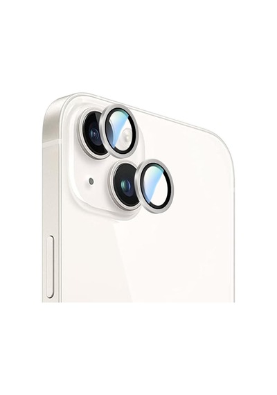 Apple iPhone 15 Uyumlu Plus Caseworld Alloy Serisi Oleofobik Anti Reflective Kamera Lens Koruyucu Gümüş