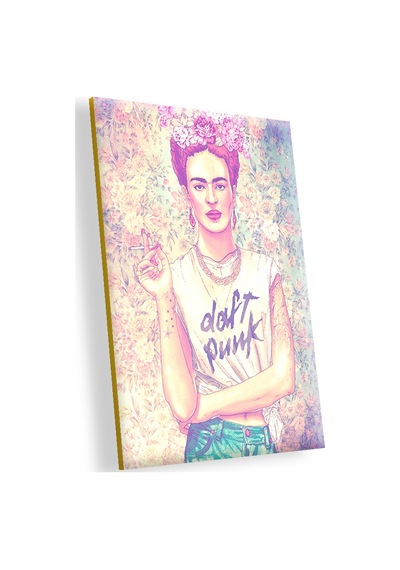 Cakasepetim Frida Kahlo Çiçek Zeminli Çizim Ahşap Mdf Tablo