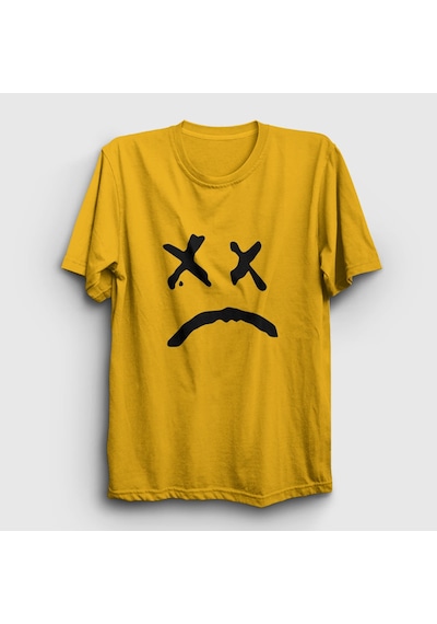 Presmono Unisex Sad Face Lil Peep T-shirt Sarı